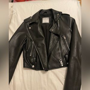Leather Biker cropped jacket
